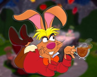 March Hare Sticker: Alice in Wonderland Tea Party, Waterproof Vinyl Decal