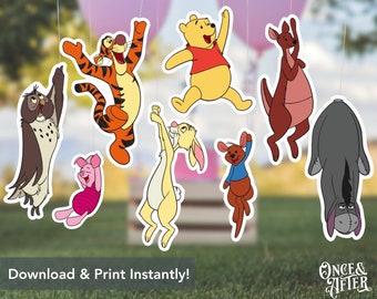 Winnie the Pooh and Friends Hanging Balloon Characters | Cutout Prop | Downloadable PDF Printable Decorations