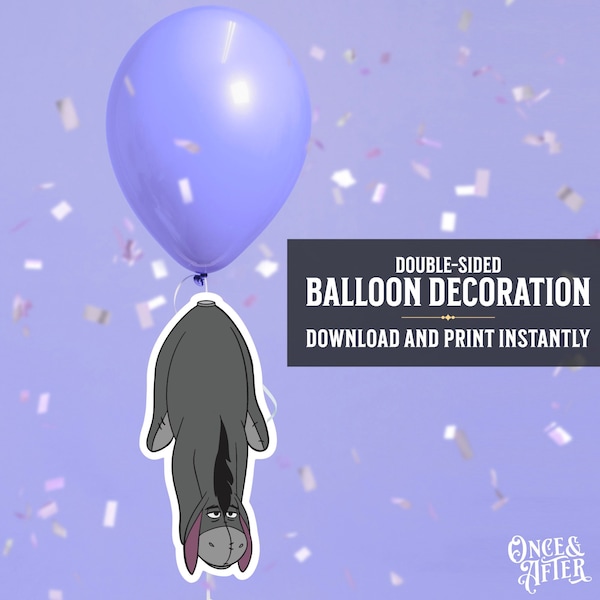 Eeyore Balloon Decoration Download | Winnie the Pooh | Double-sided Cutout Prop | Digital PDF