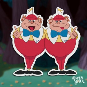 Tweedledee Sticker | Tweedledum and Tweedledee Waterproof Die Cut Decal | Disney's Alice in Wonderland Gift