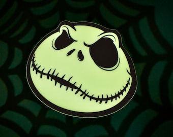 Jack Skellington Glow-in-the-Dark Sticker: Waterproof Vinyl Halloween Decal