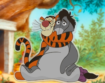 Eeyore and Tigger Hug Sticker: Winnie the Pooh Friendship Decal