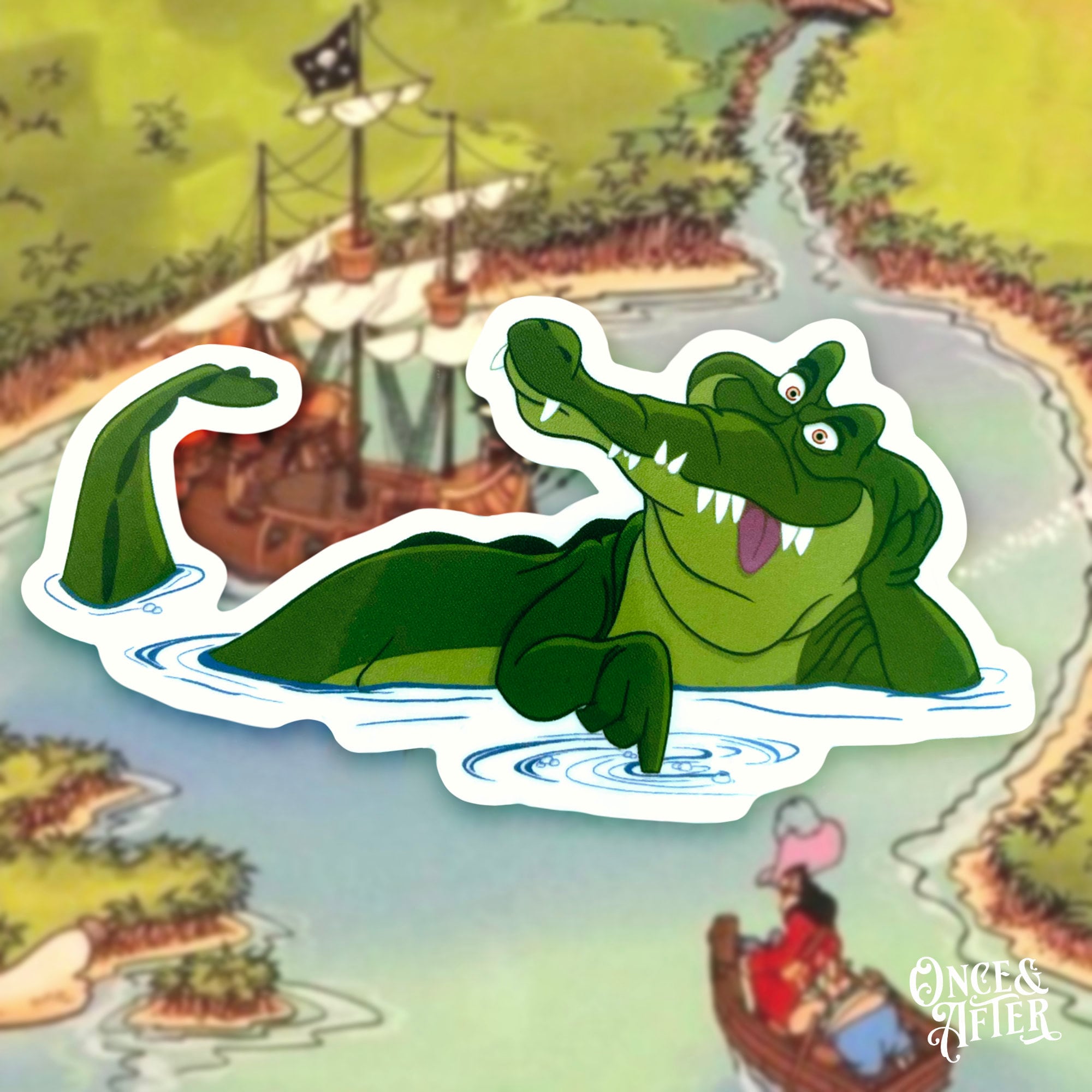 Peter Pan Crocodile Sticker Tick Tock Transparent Waterproof Vinyl Disney  Decal Captain Hook Villain Ready to Gift 