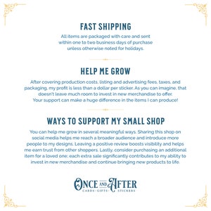 Text reads: “consider purchasing an additional item for a loved one; each extra sale significantly contributes to our ability to invest in new merchandise and continue bringing new products to life.
