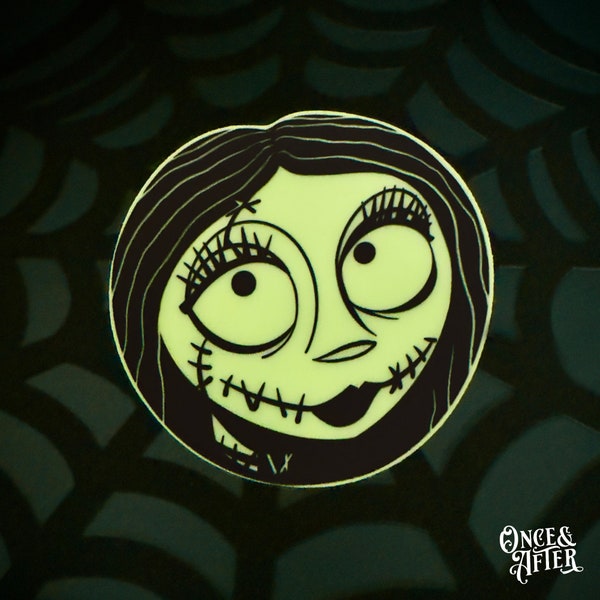 Sally Sticker Glows in the Dark! |  Spooky Tim Burton Nightmare Before Christmas Waterproof Vinyl Decal | Disney Halloween Sticker