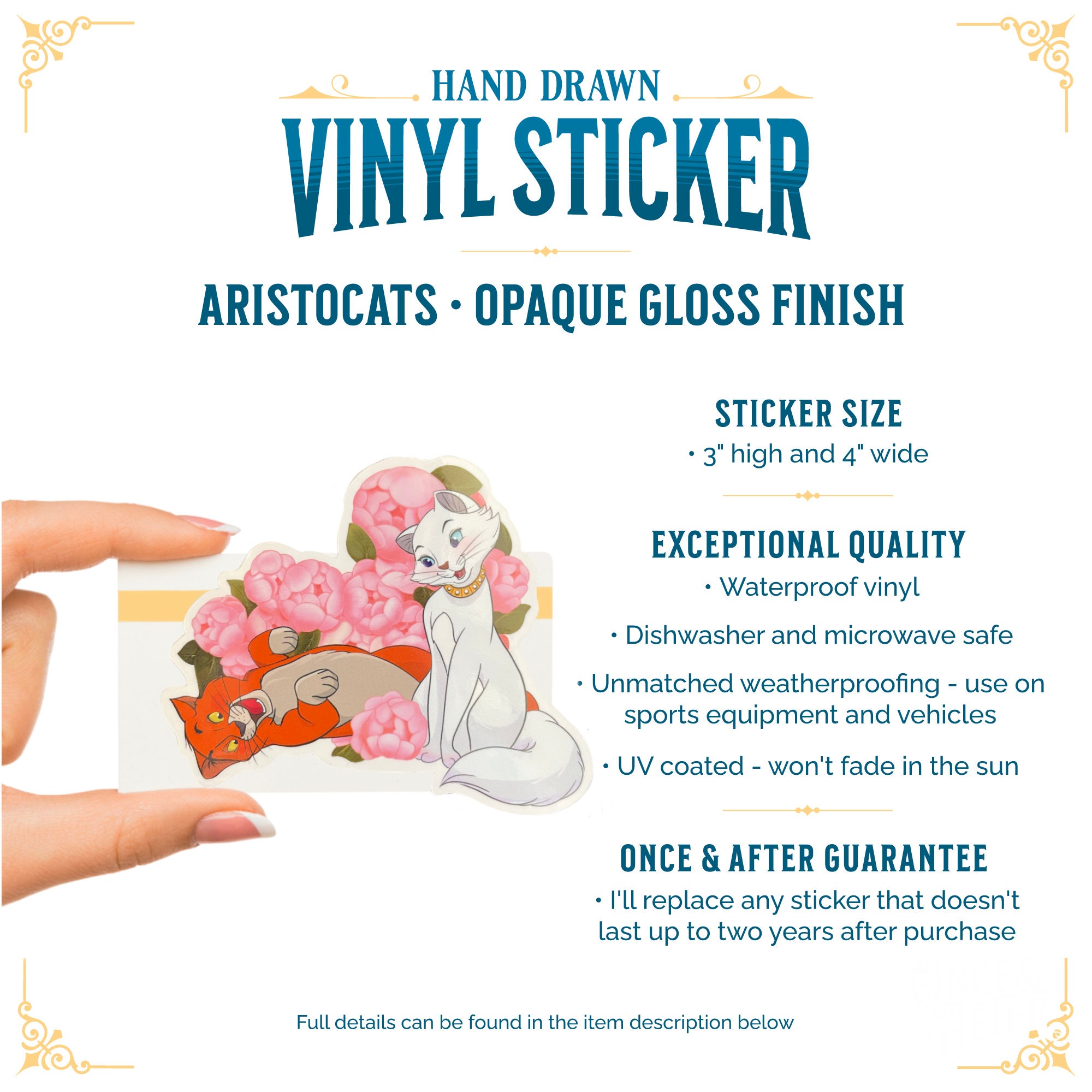 Aristocats Sticker Waterproof Vinyl Decal Disney Cats - Etsy