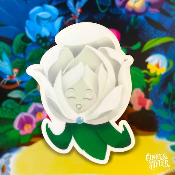 Wonderland White Rose Sticker Golden Afternoon Flower Hand Etsy