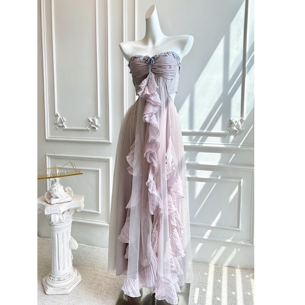 Handmade Embroidered Violet Dress