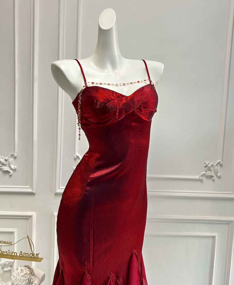 Red Ruffle Prom Dress Burgundy Red Ruffles Prom Dress - Etsy