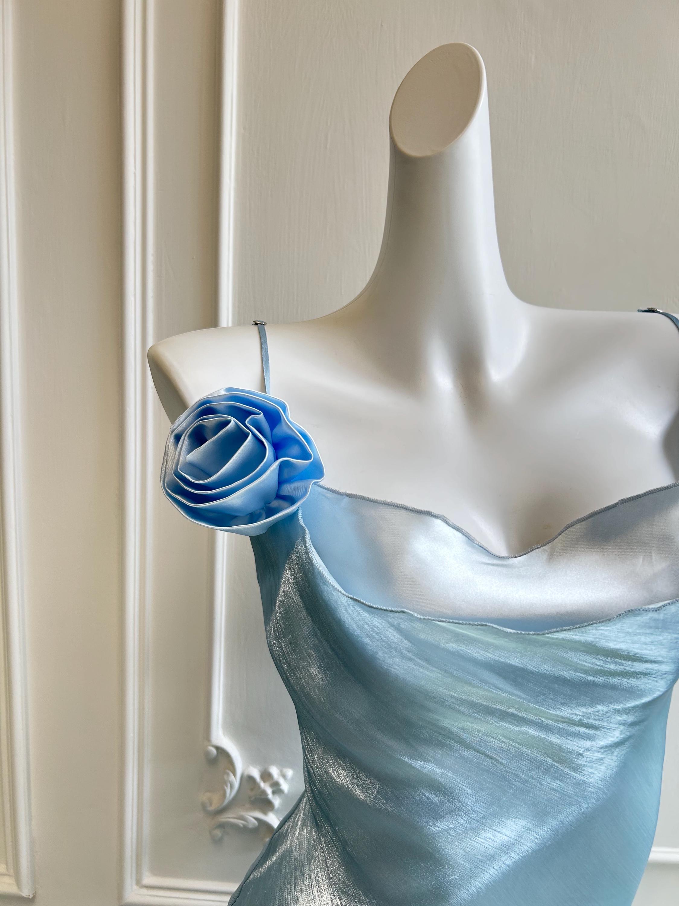 French Blue Flower Slip Prom Dress - Etsy
