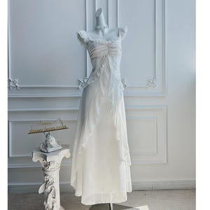 white floral applique dress White Applique Sleeveless Gown by Juliet JT2633LW 12 / Off White
