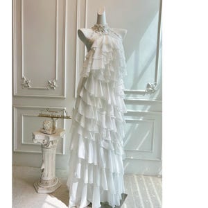 Robe longue blanche à superpositions – Robe de fée Cottagecore