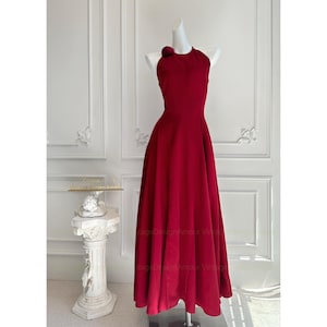 Robe de bal rose rouge faite main