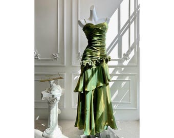 Robe de princesse sirène Rêve du manoir enchanté faite main - Robe adulte haut de gamme unique et luxueuse