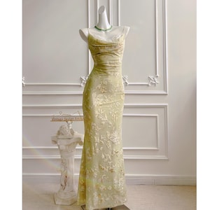 Vestido de té jacquard verde manzana