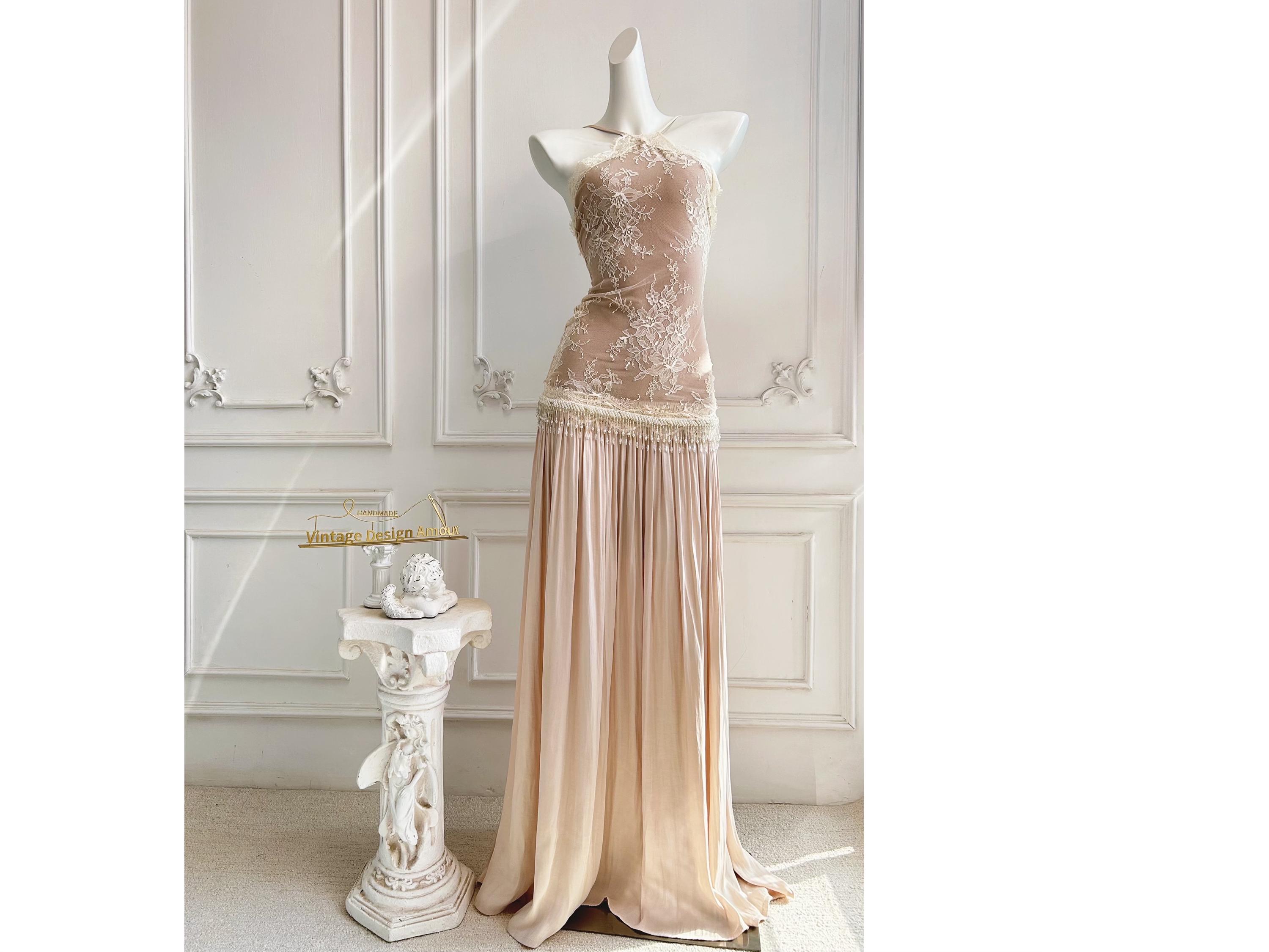 knee length dresses for ladies Apricot Linen Maxi Dress main image 0