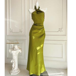 brandon maxwell green silk dress Emerald Velvet Renaissance Dress – Vintage Fairycore Outfit main image 1