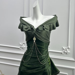 dark green cold shoulder dress Alira Cold Shoulder A-Line Satin Formal Dress main image 0