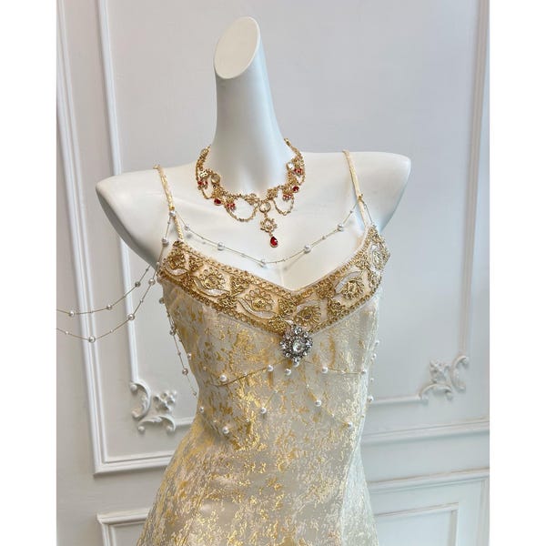 Vestido de fiesta barroco francés hecho a mano