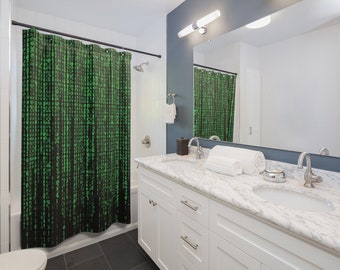 Matrix Wallpaper Shower Curtain, Home Decor Show Curtain Bathroom