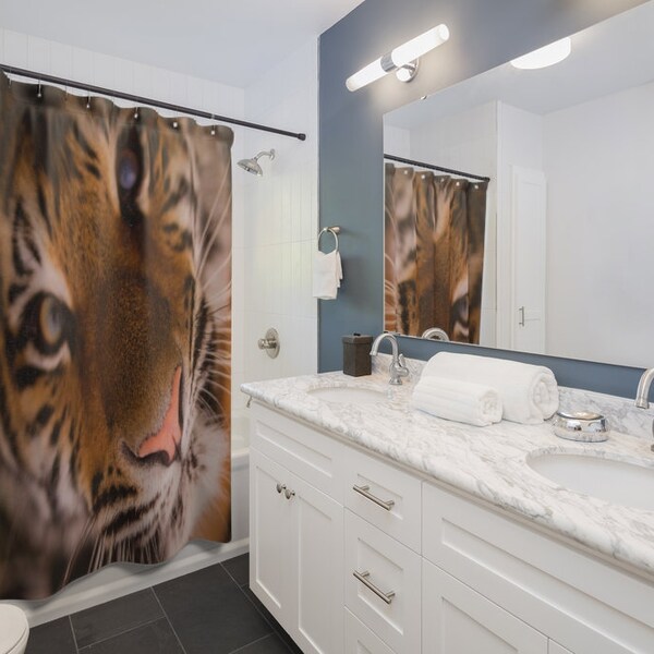 Tiger Shower Curtain Etsy