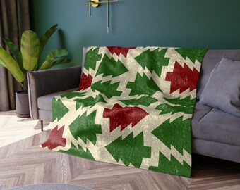 Christmas Blanket, Christmas Tree Decor, Decorative Winter Blanket, Crushed Velvet Blanket, Christmas Gift Idea, Soft Velvet Blanket