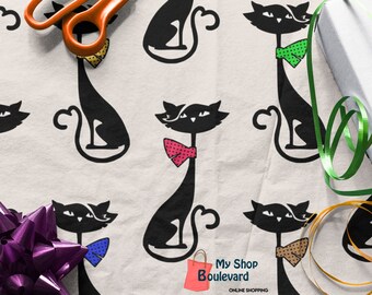 Animal Lovers Wrapping Paper, Love Cats Wrapping Paper, Wrapping Paper for Present, Black Cat Wrapping Paper