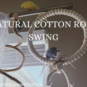 Natural Cotton Rope Pet Bird Swing for Small to Medium Size Birds