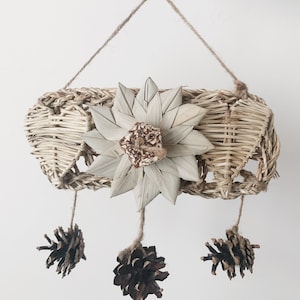 Natural Hanging Pine Cone Foraging Activity Wall - Foraging Toy for Pet Birds