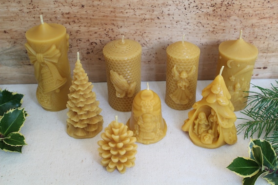 Velas De Cera De Abeja Para Navidad, Velas Religiosas, Velas Orgánicas, Velas Artesanales, Velas Vertidas, Velas De Adviento - México
