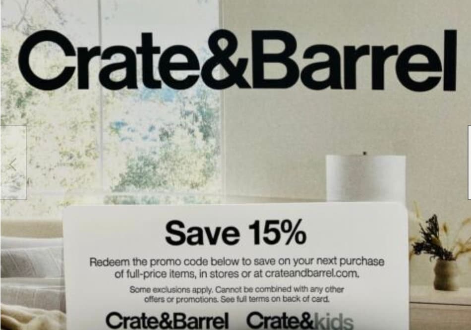 Crate & Barrel 15 OFF Coupon Valid by 11/20/2022 Crate Barrel Etsy