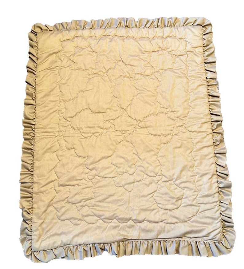 Vintage Baby Blanket Quilt Nursery Rhymes Brown Ruffled Edge Animals Etsy