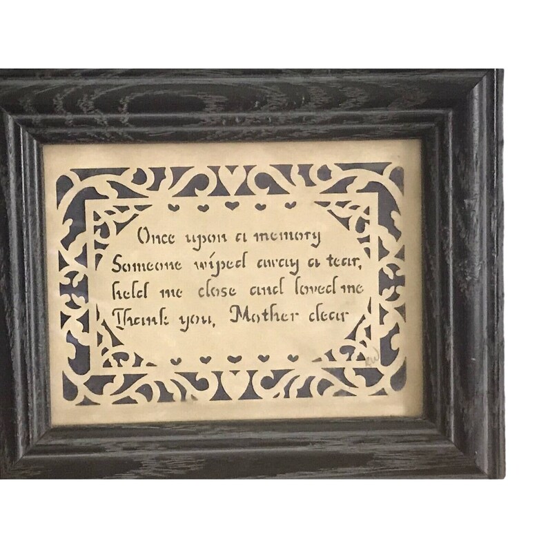 Scherenschnitte German Scissor Cutting Framed Picture Mother Poem Made