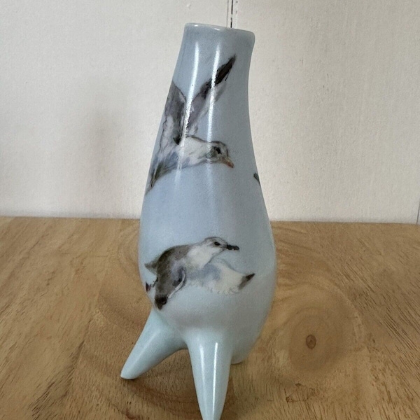 Vintage Rosenthal Kunstabteilung Serb Germany Vase Blue Footed Birds 5.5” Signed