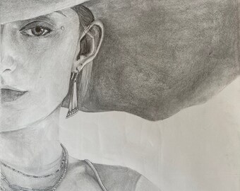 Half Face Drawing Etsy Half Face Drawing Etsy
