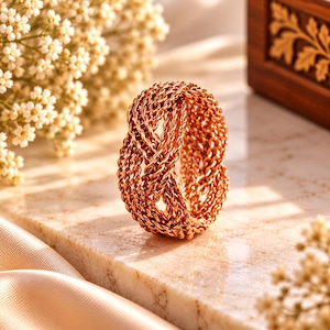 Ren kopparring Fri storlek Positiv energi Boho Unisex andliga smycken Justerbart meditationsband