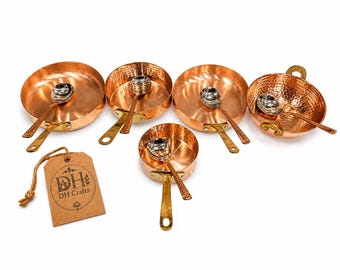 Pure Hammered Copper Cookware Set, Ayurvedic Cooking Utensils, Luxury Serveware, DH Crafts