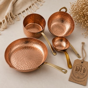 Copper Hammered Ayurvedic Cookware Set, Artisan Saucepan & Fry Pans, Kitchen Decor, DH Crafts