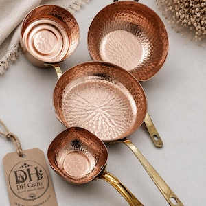 Handgefertigtes Gehämmertes Kupfer Kochgeschirr Set, Ayurvedisches Kupfertopf Kupferpfannen Set, Kupfer Küchenutensilien, Geschenk für Küche