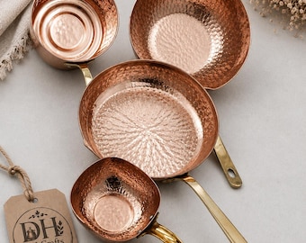 Hammered Pure Copper Frying Pan & Saucepan Set | Handmade Ayurvedic Skillet Cookware | Artisan Kitchen Pans