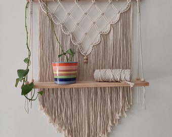 Macrame shelf wall hanging