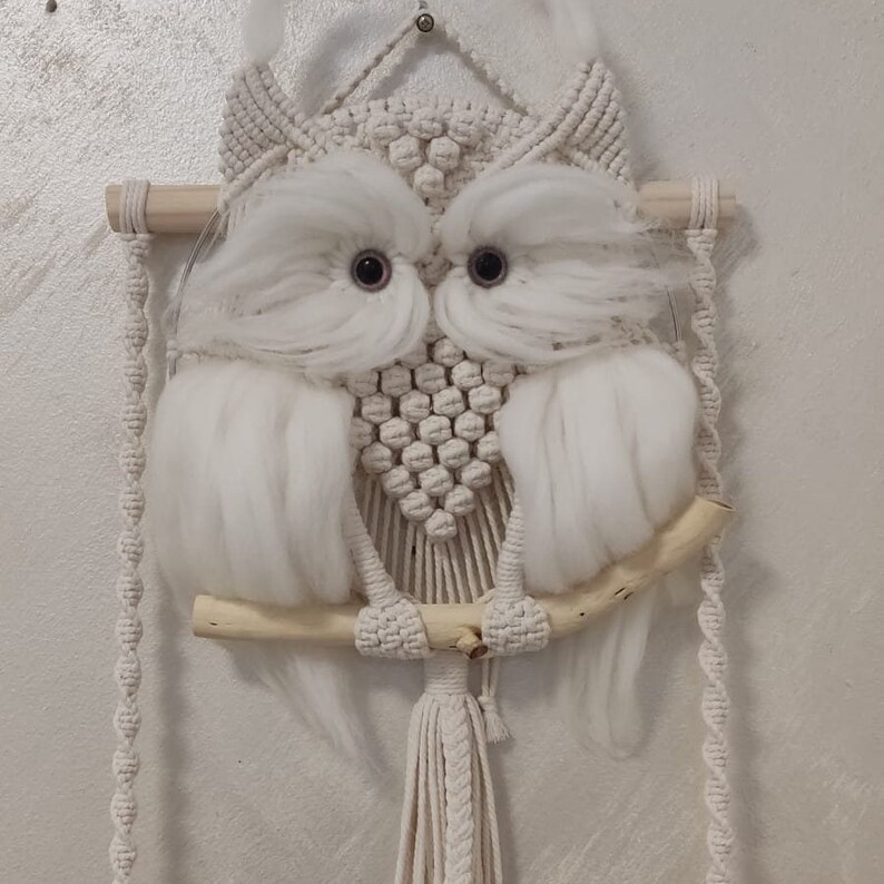 Macrame Shelf Owl With Wool Wings - Etsy