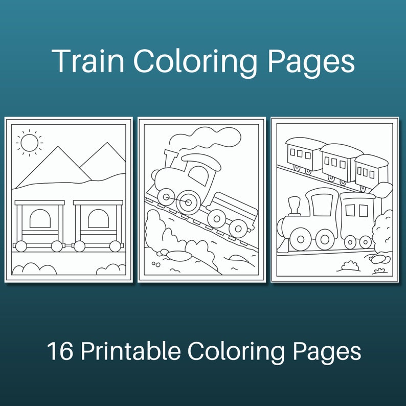 train coloring pages 16 printable train coloring pages for etsy