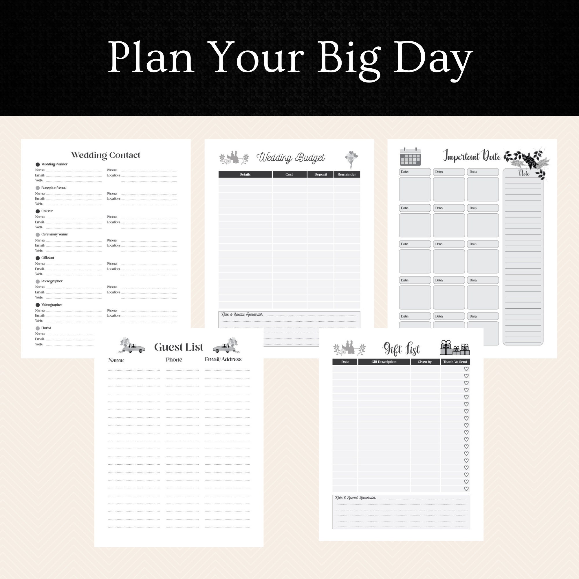 Wedding Planner Printable Wedding Planner Organizer Etsy
