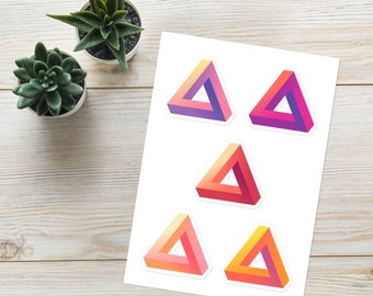 Penrose triangle sticker geometric vinyl sticker sheet infinite triangle decal- set of 5