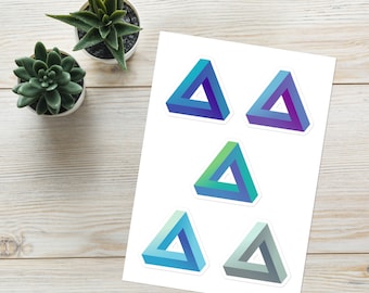 Penrose triangle sticker geometric vinyl sticker sheet infinite triangle decal - set of 5