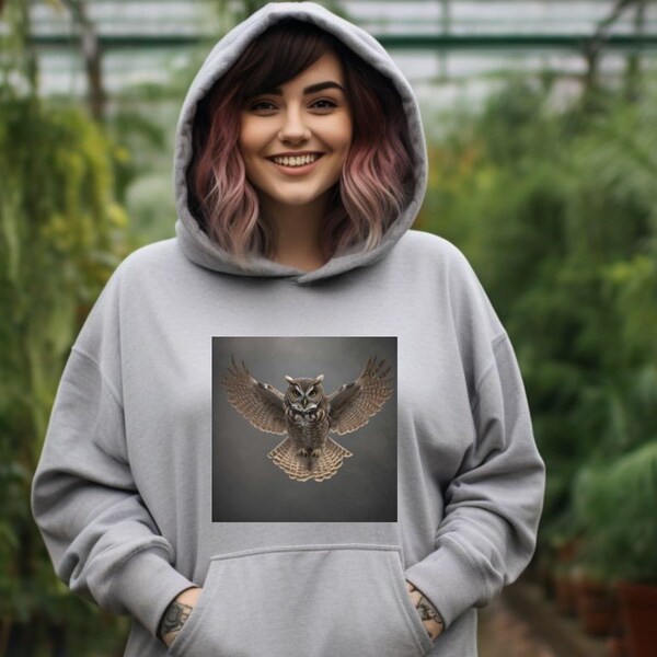 Owl in a Rainstorm - Cozy Oversized Hoodie for Nocturnal Animal Enthusiasts - 3X 4X 5X