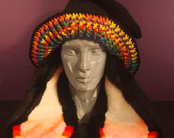 Witch hat with cosplay costume ears customizable handmade crochet