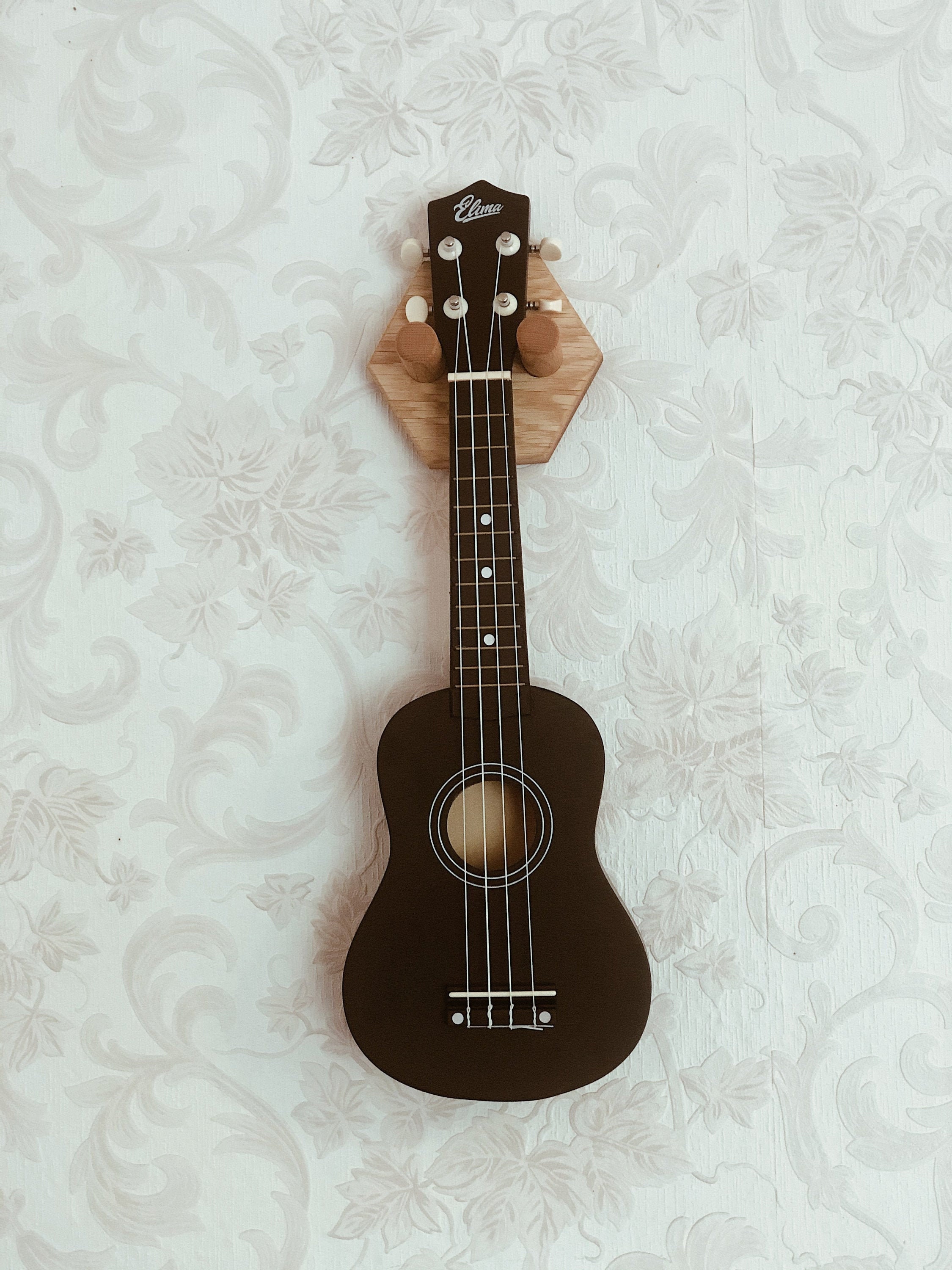 Ukulele Wall Mount Hanger Hexagon Ukulele Rack Wood Stand Etsy