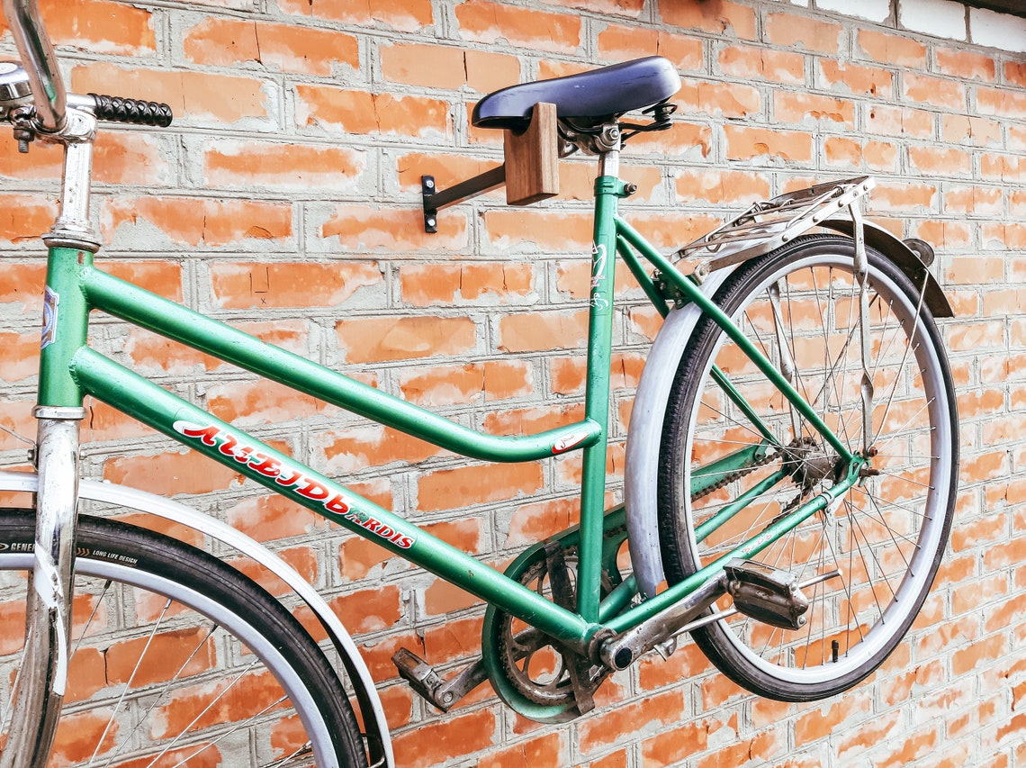 Vertical Bike Wall Mount Minimalist Walnut Minimal Bicycle Etsy